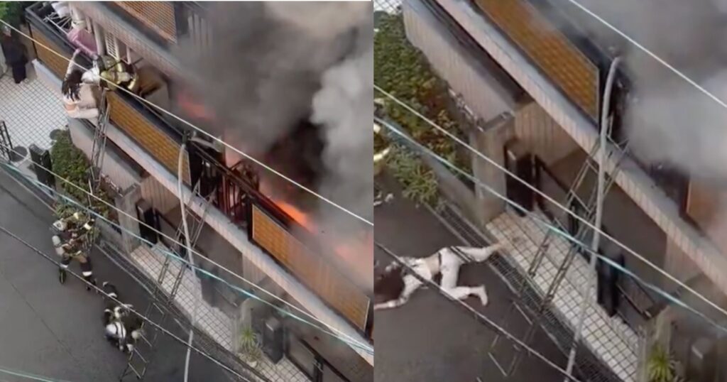 Wanita Tendang Petugas Damkar Saat Evakuasi Kebakaran di Jepang