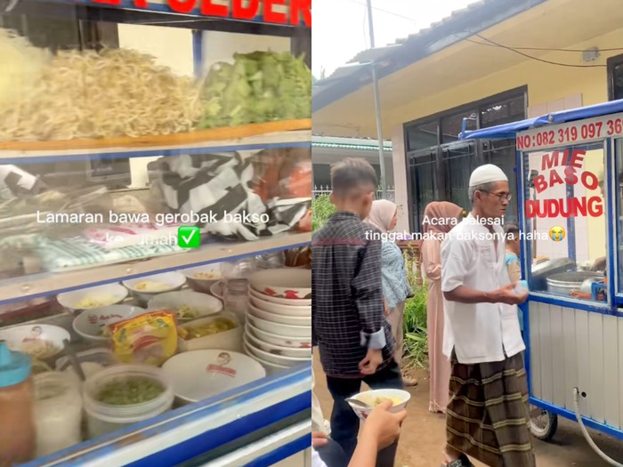 lamaran ala gen z membawa gerobak bakso untuk tamu