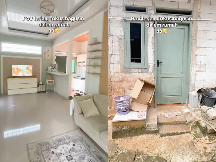 tampilan rumah batako sederhana bagian luar dan dalam mewah