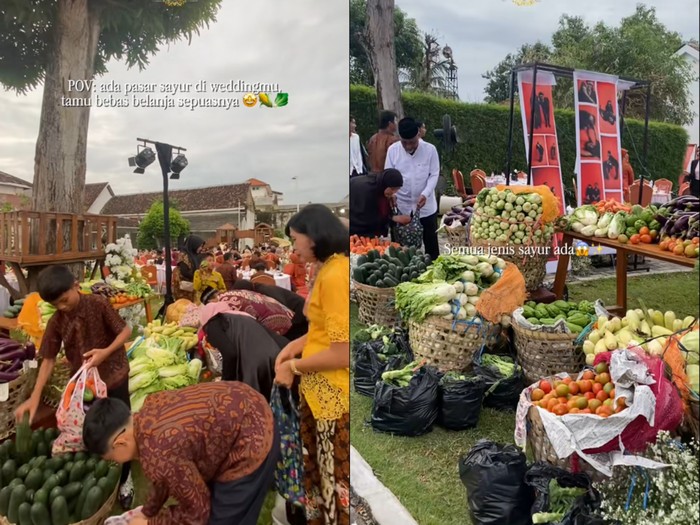 pernikahan viral di madiun tamu bebas ambil souvenir sayuran segar
