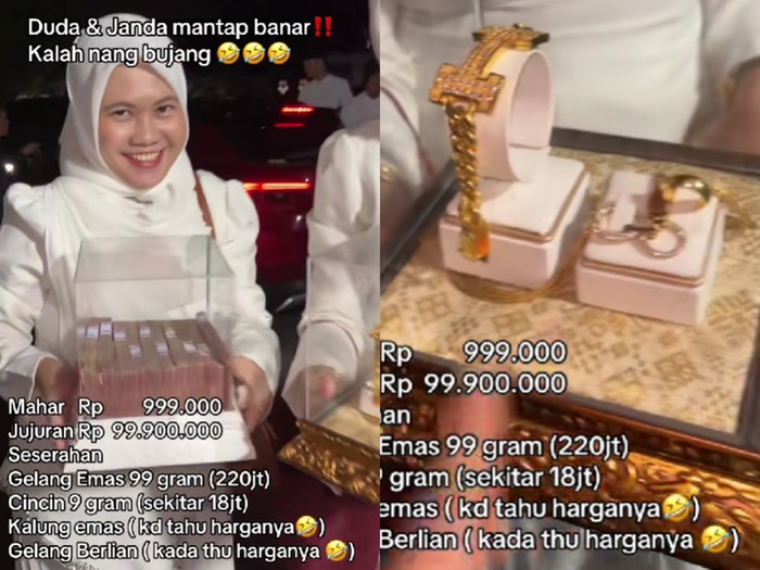 Prosesi pernikahan viral serba 9 dengan mahar emas 99 gram dan uang jujuran Rp 99,9 juta