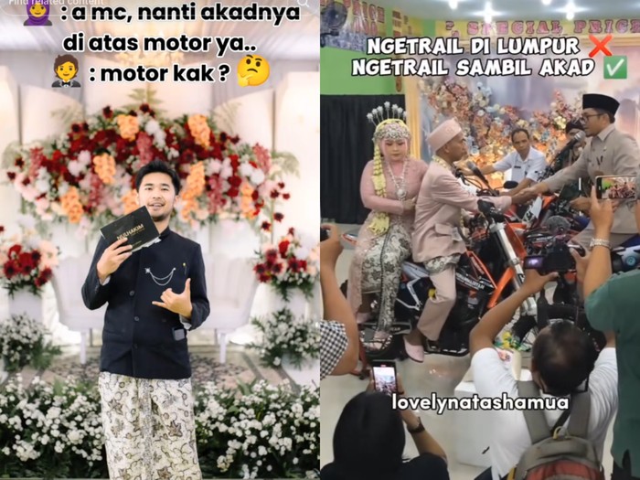 pengantin menggelar akad nikah di atas motor trail