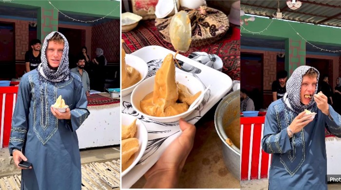 konten kreator AS mencoba es krim tradisional Afghanistan yang viral