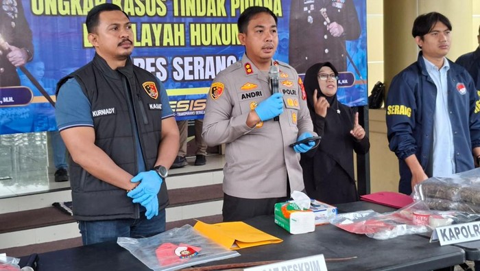 polres serang menangkap 23 tersangka kasus kriminal dan narkoba januari 2026