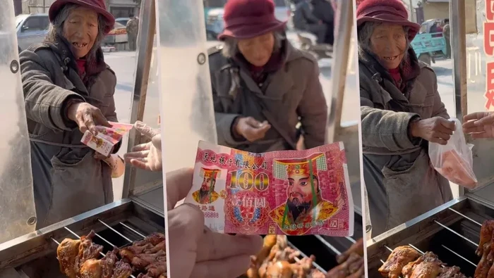 Nenek bayar makanan pakai uang palsu dan respons penjual yang bikin haru